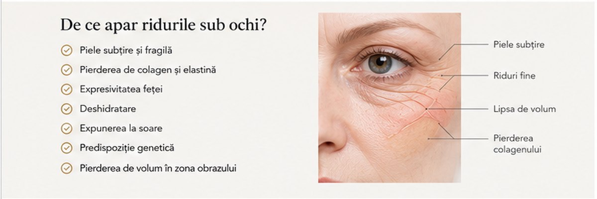 Riduri sub ochi cauze piele subtire pierdere de colagen si expresivitate