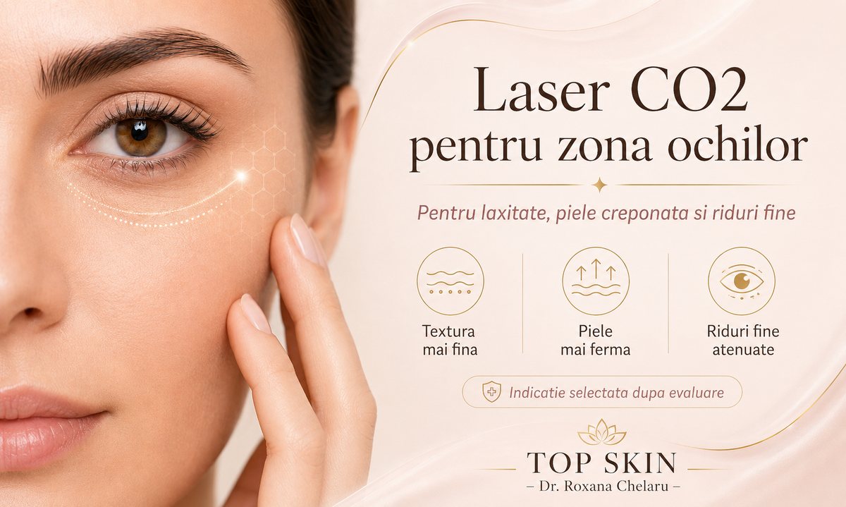 Laser CO2 pentru cearcane cu laxitate piele creponata si riduri fine sub ochi