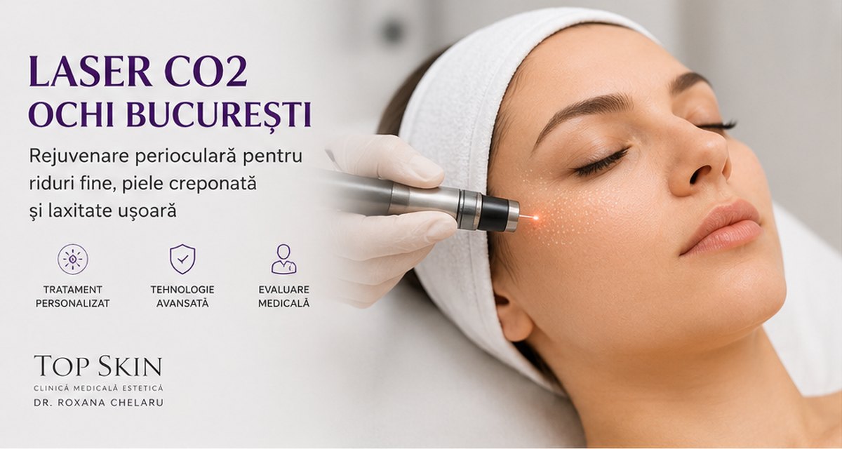 Laser CO2 ochi Bucuresti pentru riduri fine piele creponata si rejuvenare perioculara la Top Skin