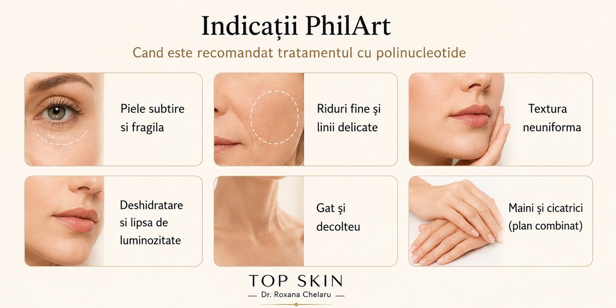 Indicatii PhilArt pentru piele subtire riduri fine textura neuniforma si deshidratare